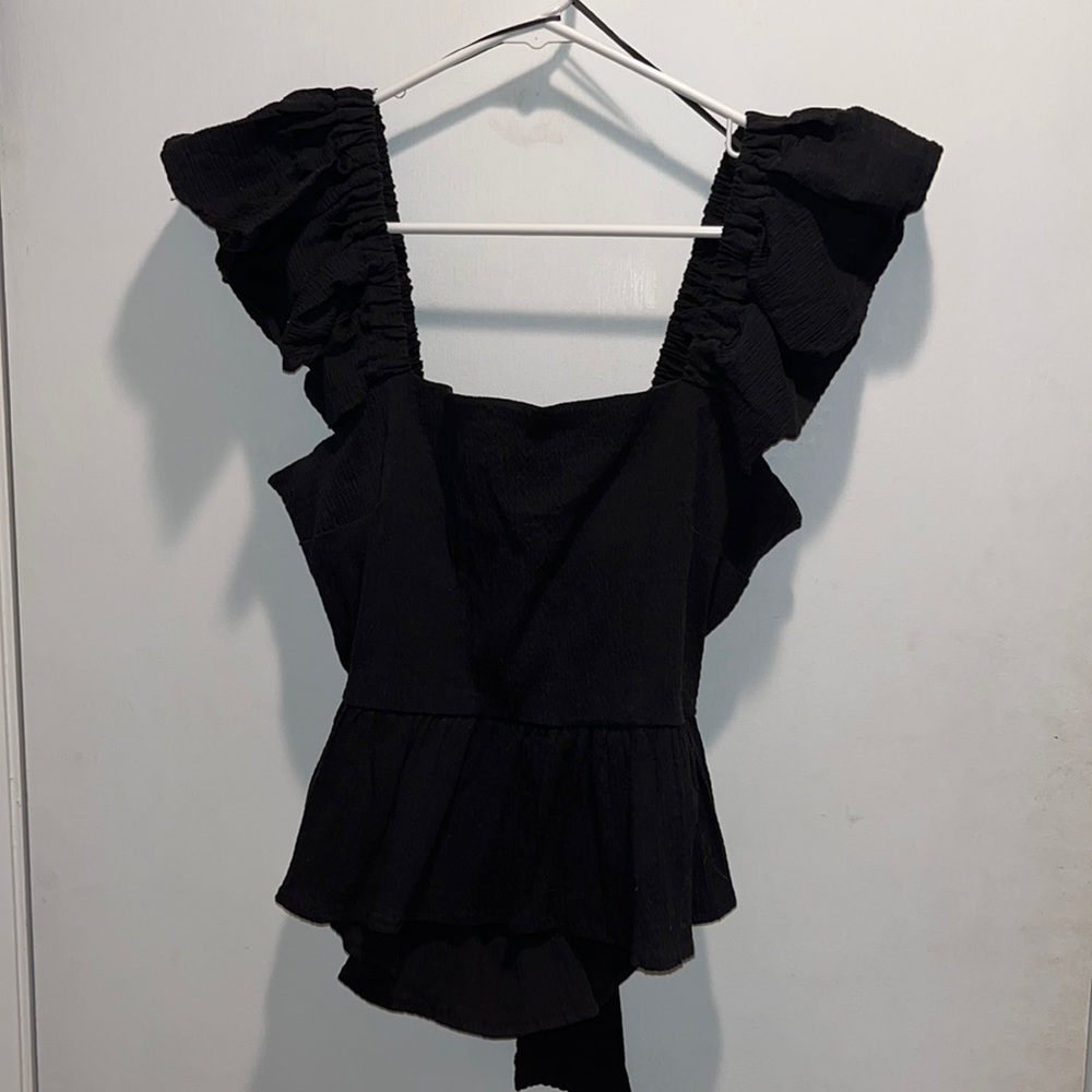 Francesca’s Black Ruffle top